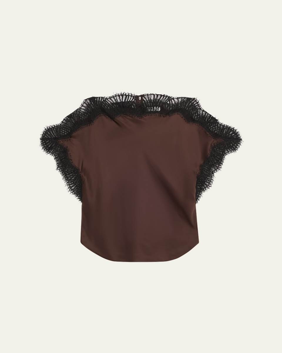 Luna Satin Lace-Trim Top